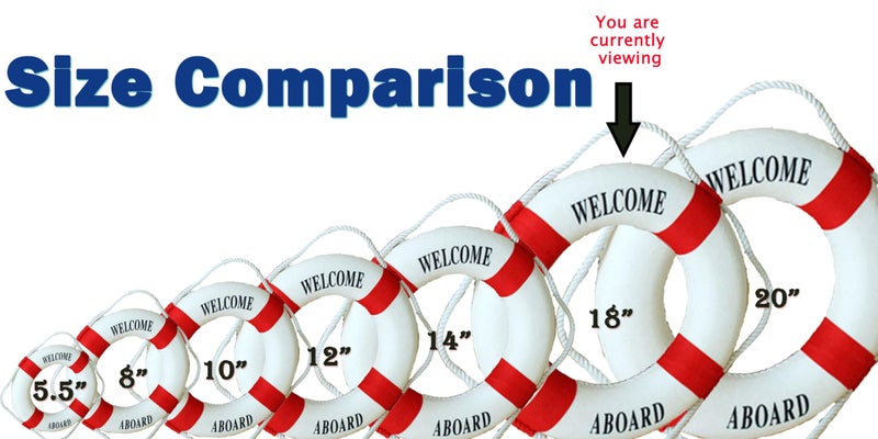 MorroMorn Lifebuoy Wall Hanging Decor - Welcome Aboard Mediterranean Style Home Decoration (Red, 18") - Image 4